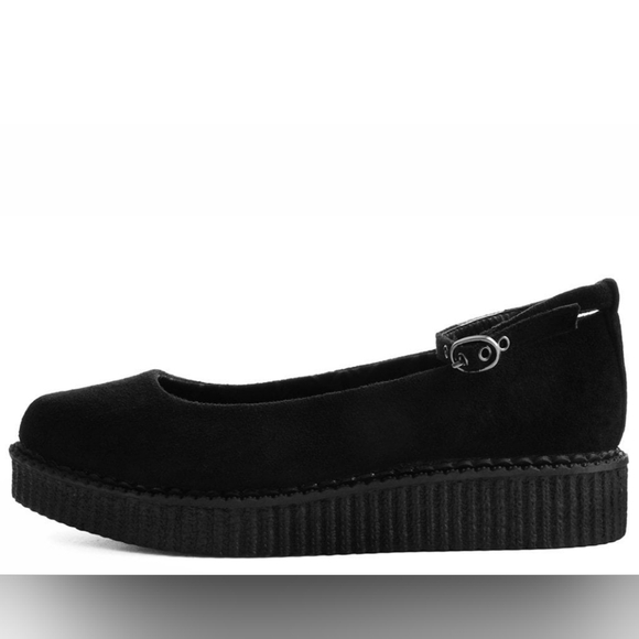 TUK Black Pointed Ballet Ankle Strap Creeper - Picture 4 of 6